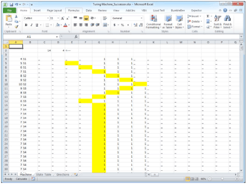 Turing machine implementation in Excel