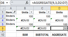 Sum a filtered list with AGGREGATE function
